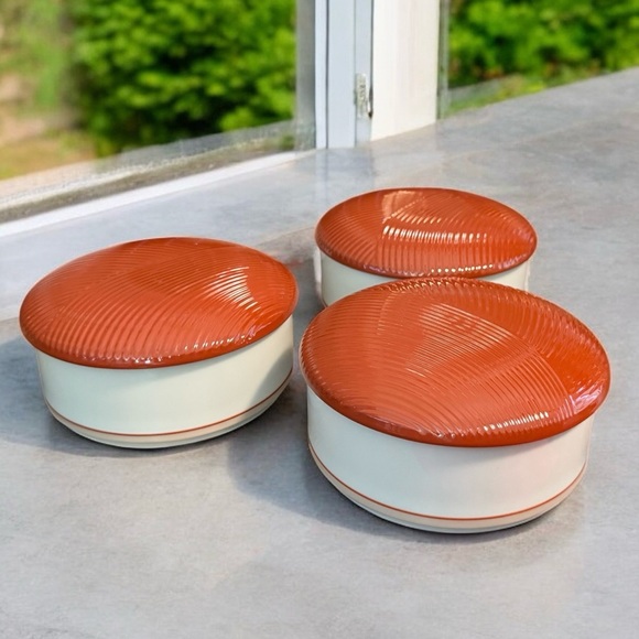 DANSK Jacquard-Red Porcelain Candy Boxes/Bowls & Lids